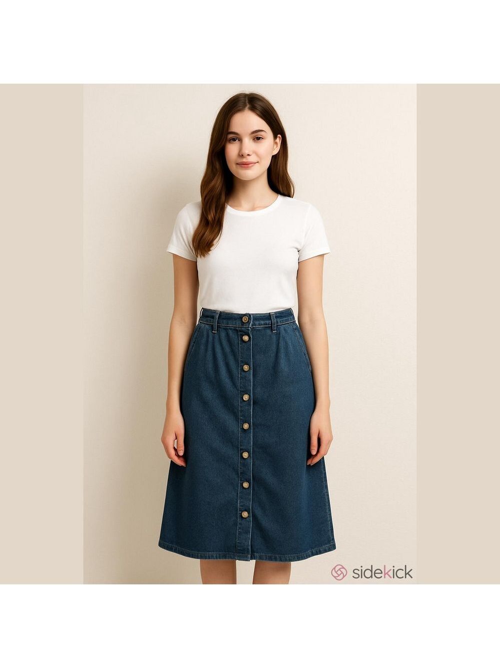 American Profile Jeanswear Midi Skirt, Two side pockets , True Vintage, size 12 - Picture 2 of 7